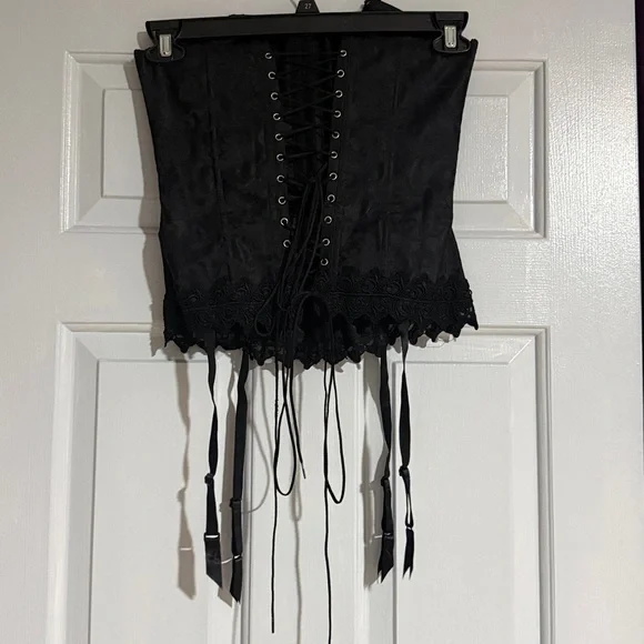 Frederick's of Hollywood Black Lace Corset Top - Picture 2 of 4